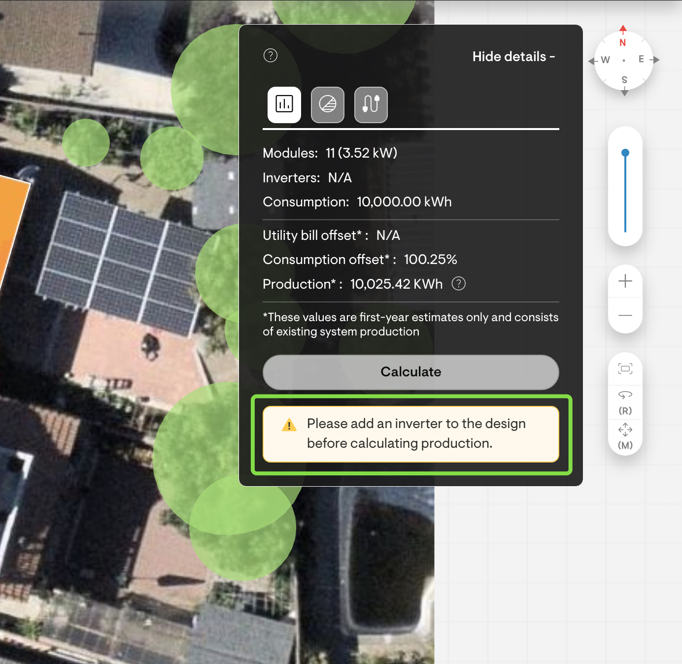 Solargraf design tool: Inverter addition validation